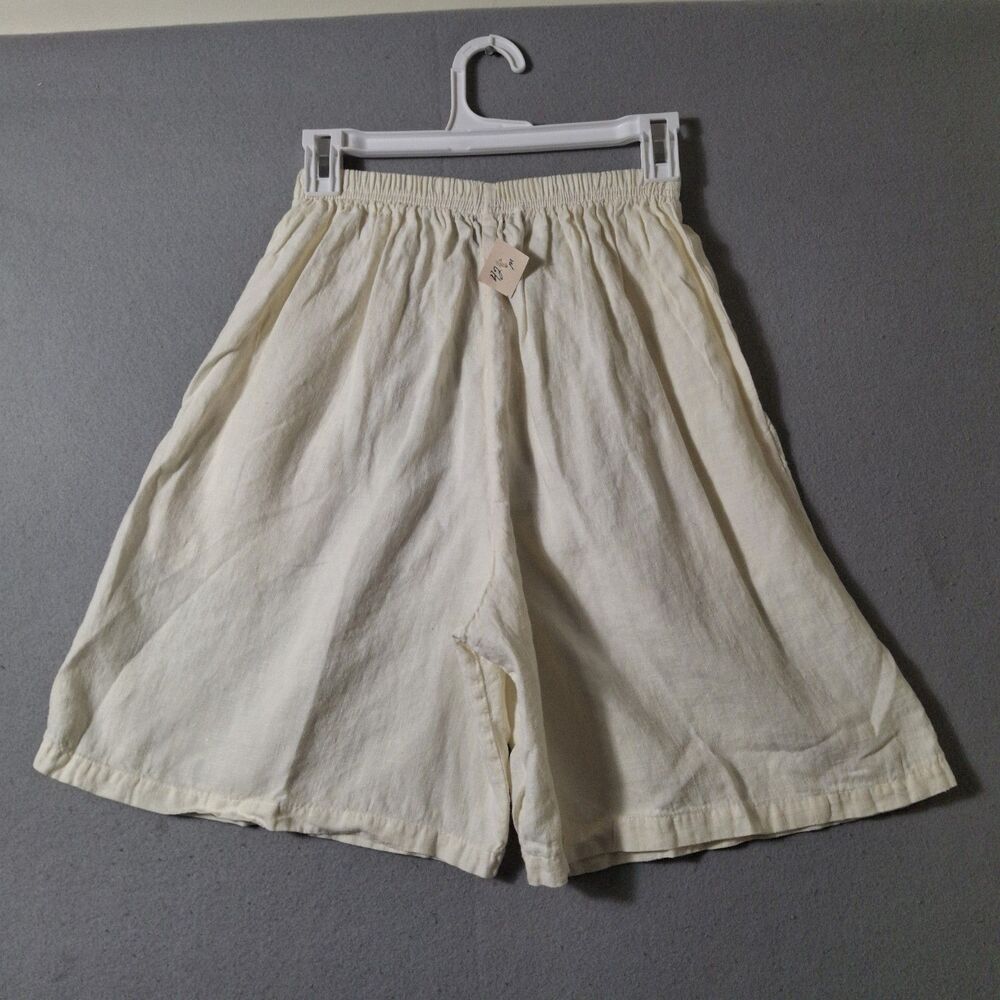 Liz & Jane Linen Shorts Womens M Medium Beige Cream Wide Leg Pleated... - Picture 7 of 9